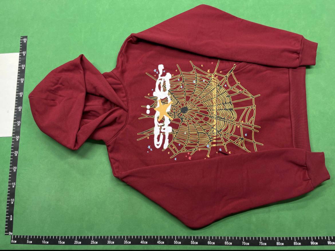 Sp5der 555 foam printed street loose hooded sweatshirt for men and women casual pants suit -1