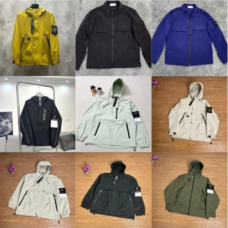 Stone Island Jackets in Yellow, Black, Blue, Grey, and Beige