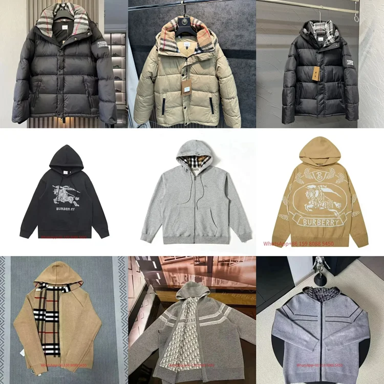 Burberry Black Puffer Jacket and Beige Hooded Sweatshirt Combo Set