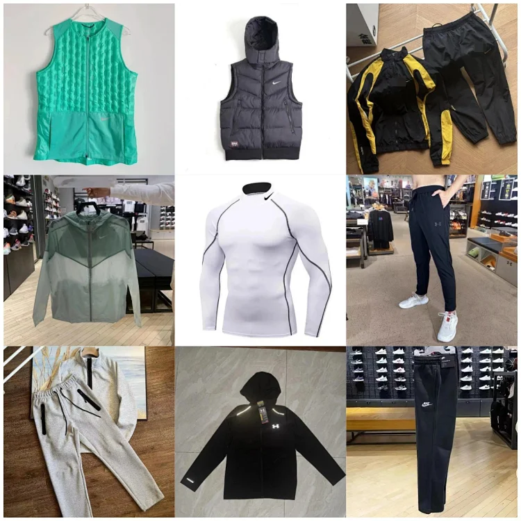 Nike Black Puffer Vest and Grey Compression Top Set