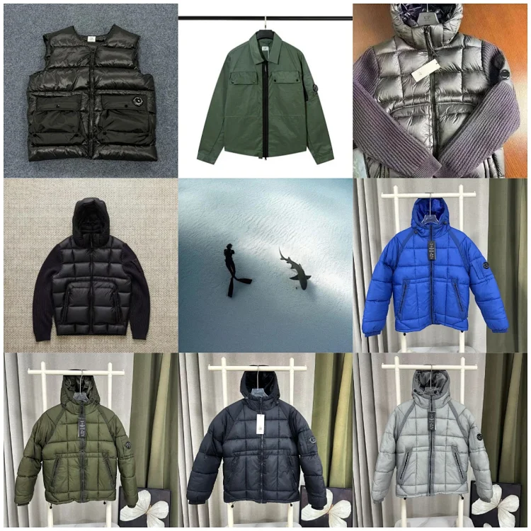 Stone Island Black Puffer Jacket, Green Cargo Jacket, Silver Quilted Hoodie, Blue Down Jacket, Grey Quilted Jacket, Black Hooded Coat
