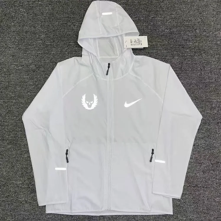 Nike White Hooded Windbreaker Jacket