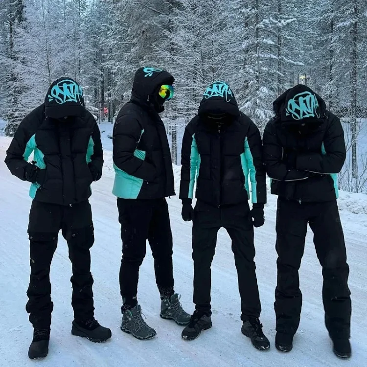 'Santa Snow Jacket with Teal Accents'