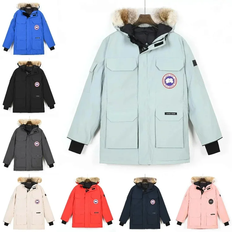 Canada Goose Light Blue Fur Hooded Winter Jacket