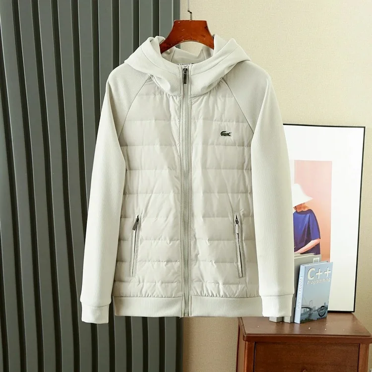 Lacoste Beige Hooded Puffer Jacket