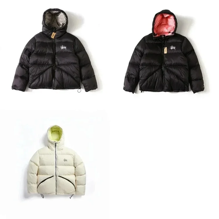 Stüssy Black Puffer Jacket with Hood