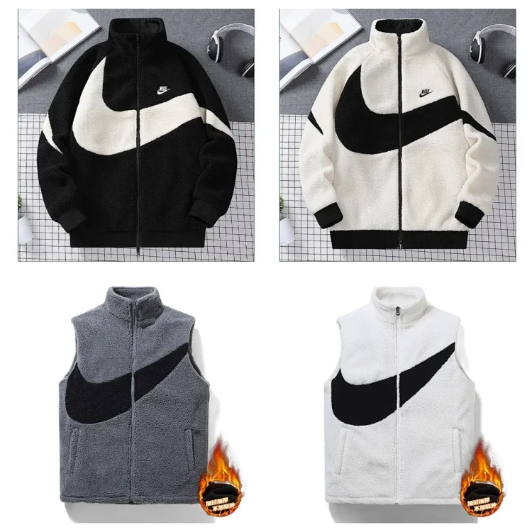 Nike Black and White Fleece Jacket