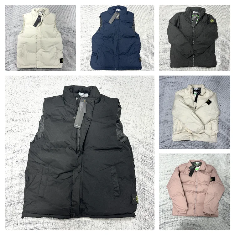 Stone Island Black Puffer Jacket and Vest Set
